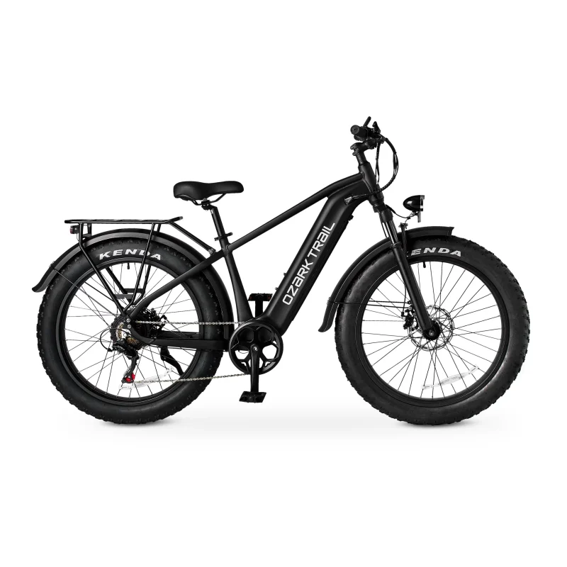 Ozark Trail Electric Fat Tire Bike, 26in, 48V, Class 2, Black, Fits Riders 5ft 2in - 6ft 1in - M.3 Ranger+
