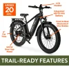 Ozark Trail Electric Fat Tire Bike, 26in, 48V, Class 2, Black, Fits Riders 5ft 2in - 6ft 1in - M.3 Ranger+