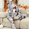 Pajamas For Women Set Halloween Cozy 2 Piece Outfit Soft Comfortable Sleepwear Loungewear Nightwear Nightclothes Homewea