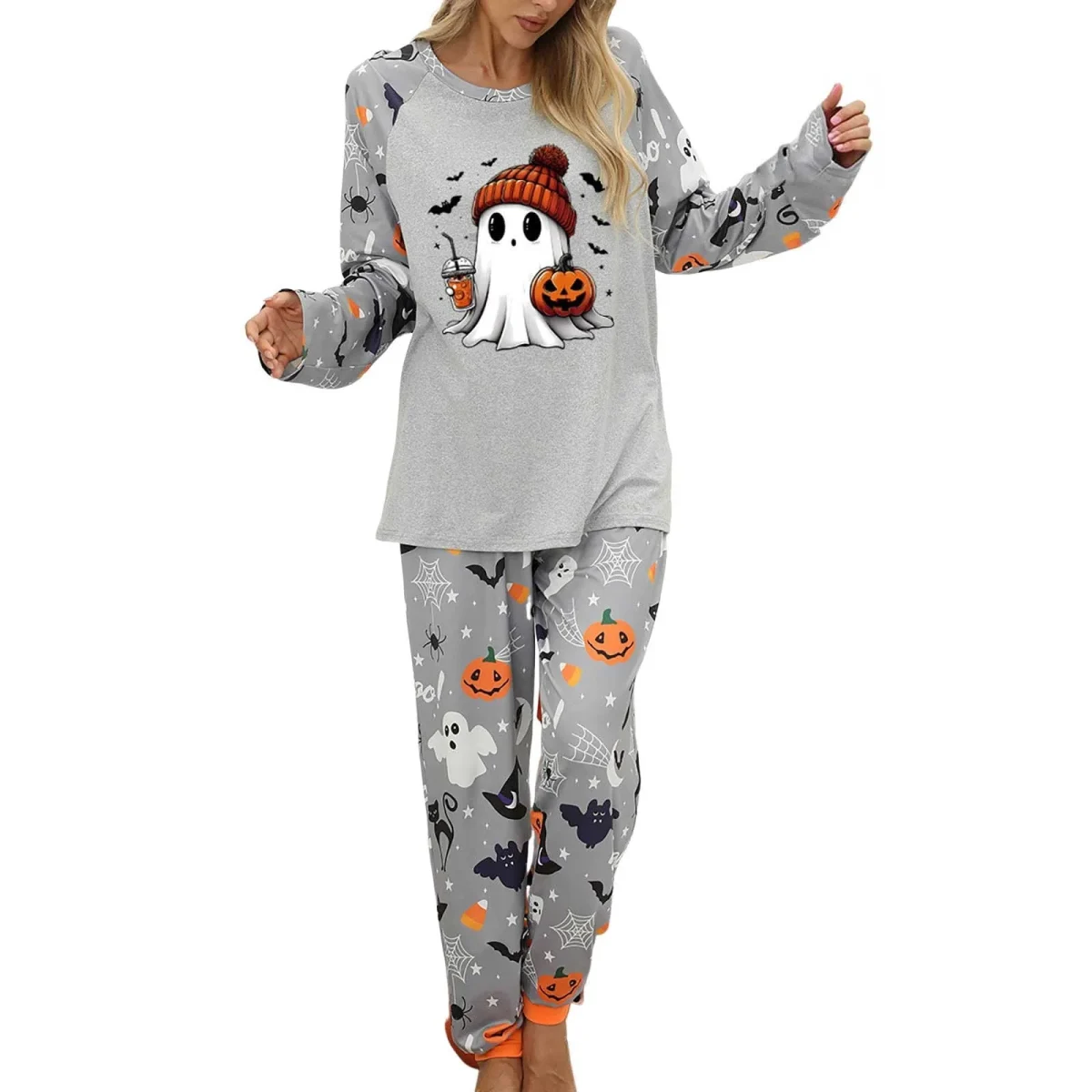 Pajamas For Women Set Halloween Cozy 2 Piece Outfit Soft Comfortable Sleepwear Loungewear Nightwear Nightclothes Homewea