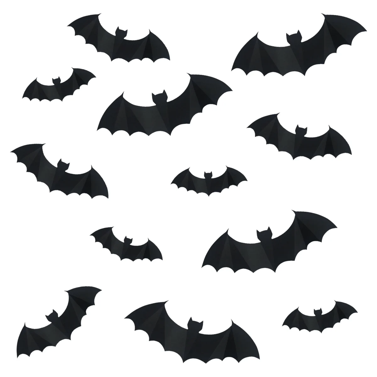 Paper Bat Wall Creatures Decoration, Black, 12 Pieces, Halloween by Way To Celebrate