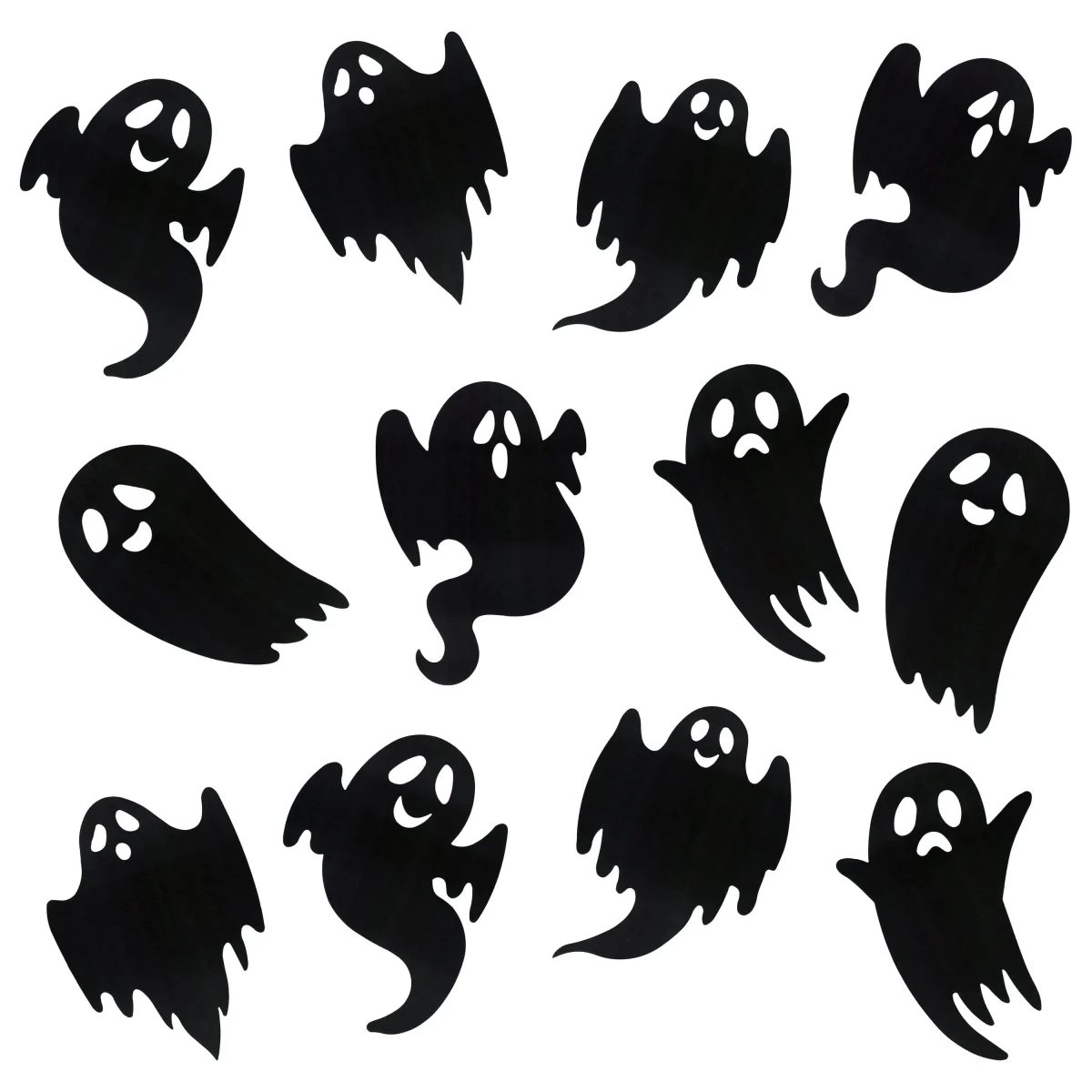 Paper Ghost Cutouts Decoration, Black, 12 Pieces, Halloween by Way To Celebrate