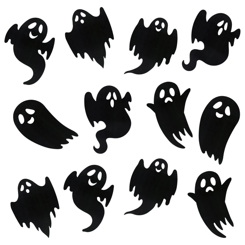 Paper Ghost Cutouts Decoration, Black, 12 Pieces, Halloween by Way To Celebrate