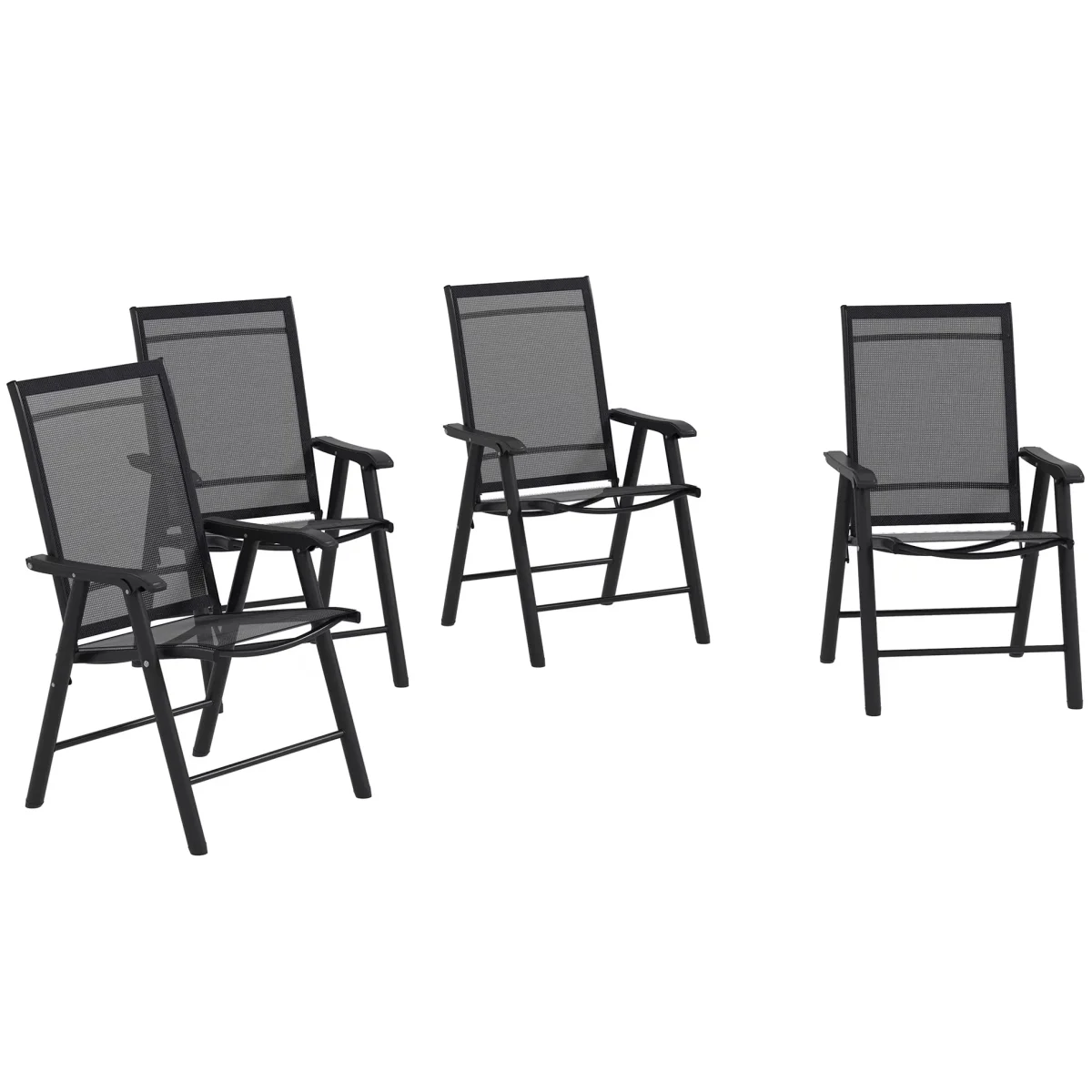 Patio Folding Stackable Outdoor Sling Chairs, 4 Count, Black - 22.87in L x 25.15in W x 37in H
