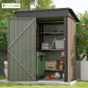 Patiowell Outdoor Storage Shed 5x3 FT Galvanized Steel Coffee Brown