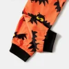 PatPat Halloween Pajamas Kids Holiday Pjs Family Matching Letter & Bat Print Short Sleeve Sleepwear Sets for Women Girls