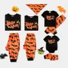 PatPat Halloween Pajamas Kids Holiday Pjs Family Matching Letter & Bat Print Short Sleeve Sleepwear Sets for Women Girls