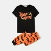 PatPat Halloween Pajamas Kids Holiday Pjs Family Matching Letter & Bat Print Short Sleeve Sleepwear Sets for Women Girls