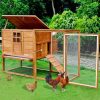 PawHut 64in Large Wooden Chicken Coop Kit With Outdoor Run And Nesting Box