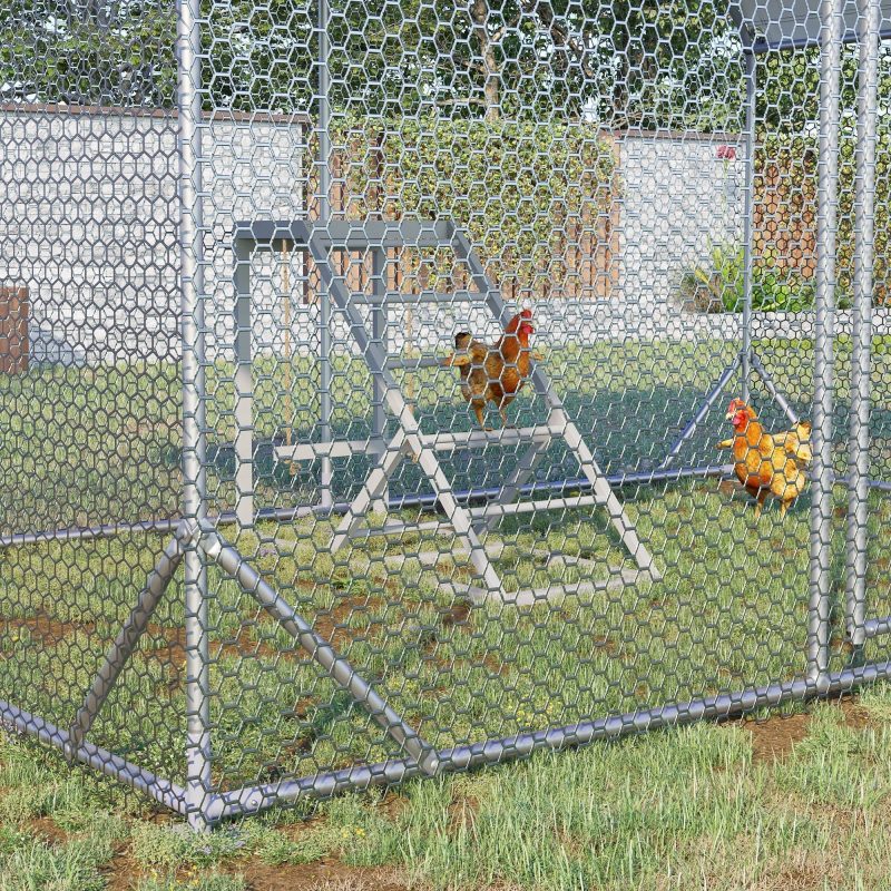 PawHut Chicken Activity Play Center With Swing, Perches And Platform, Pastel Gray - D51-350V00GY