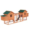 Pawhut Wooden Chicken Coop With Double Nesting Boxes And Outdoor Run