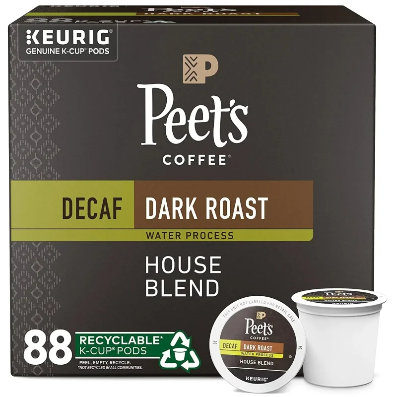 Peet's Coffee Decaf House Blend Dark Roast K-Cup Pods 88 Count