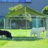 Petony Outdoor Dog Kennel With UV And Water Resistant Roof Cover, Chain-Link Fence And Swing Gate