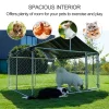 Petony Outdoor Dog Kennel With UV And Water Resistant Roof Cover, Chain-Link Fence And Swing Gate
