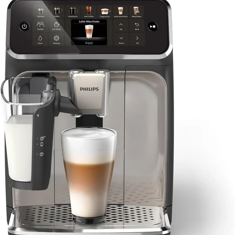 Philips Fully Automatic Espresso Machine With LatteGo Milk System, Integrated Grinder, 12 Hot & Iced Coffee Pre-Sets, 15