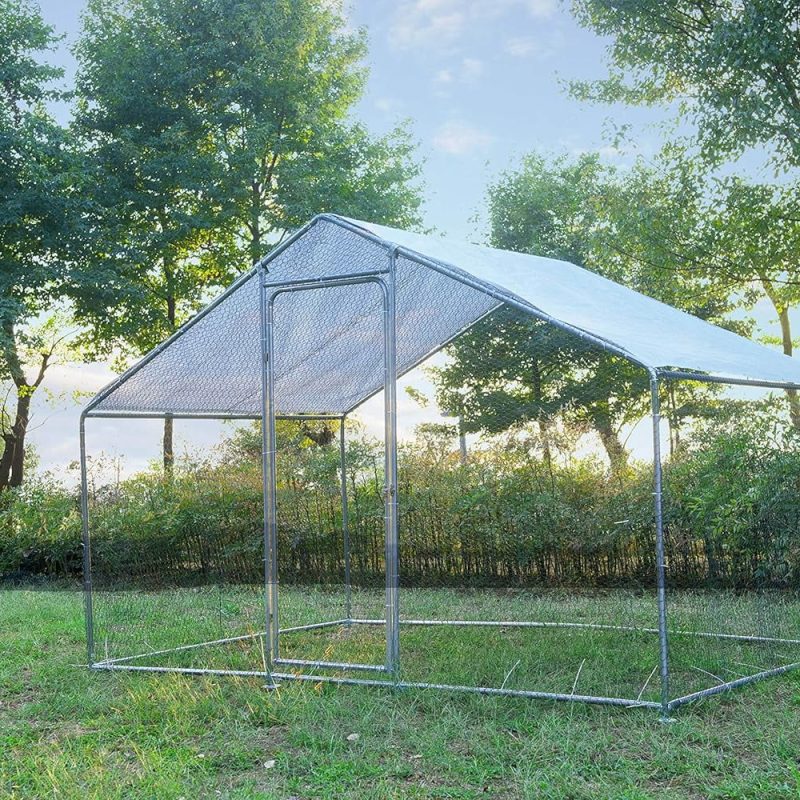 Phonjoroo Metal Chicken Coop With Run Cover, 10 ft L x 6.6 ft W x 6.6 ft H (79.2 in H x 79.2 in W x 120 in D)