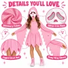 Pink Glitter Ghost Halloween Costume for Girls, Hooded Cosplay Dress with Mask, Spooky Horror Party Outfit