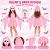 Pink Glitter Ghost Halloween Costume for Girls, Hooded Cosplay Dress with Mask, Spooky Horror Party Outfit