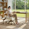 Pinmoco Ergonomic Cross-Legged Swivel Chair, Adjustable Height, Teddy Fabric, Off White