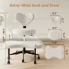 Pinmoco Ergonomic Cross-Legged Swivel Chair, Adjustable Height, Teddy Fabric, Off White