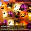 PMMIPNW Halloween LED Fairy String Lights 20LED - Spooky Pumpkin, Witch, Mummy & Cat, 8 Modes with Timer, Designs for Pa