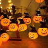 PMMIPNW Halloween LED Fairy String Lights 20LED - Spooky Pumpkin, Witch, Mummy & Cat, 8 Modes with Timer, Designs for Pa