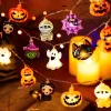 PMMIPNW Halloween LED Fairy String Lights 20LED - Spooky Pumpkin, Witch, Mummy & Cat, 8 Modes with Timer, Designs for Pa