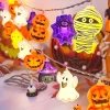 PMMIPNW Halloween LED Fairy String Lights 20LED - Spooky Pumpkin, Witch, Mummy & Cat, 8 Modes with Timer, Designs for Pa