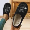 PMVFHDE Halloween Fuzzy Winter Ons Witch Print Flat Indoor Footwear For Home Sole Warm Comfortable Women’s Shoes Black -