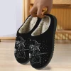 PMVFHDE Halloween Fuzzy Winter Ons Witch Print Flat Indoor Footwear For Home Sole Warm Comfortable Women’s Shoes Black -