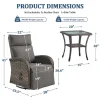Pocassy 3-Piece Outdoor Recliner Set With Side Tables And Grey Cushions