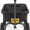 Poly Dump Garden Cart With No-Flat Tires And Serrated Shovel, 7 Cubic Feet, 1,200 lb Capacity, Black