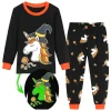 POPTEM Toddler Halloween Pajamas Glow in the Dark Long Sleeve 2-Piece Sleepwear 4T