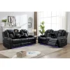 Power Reclining Living Room Sofa, 3 Seats, Faux Leather, 82 Inches Wide - Dual Recliners