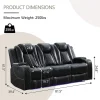 Power Reclining Living Room Sofa, 3 Seats, Faux Leather, 82 Inches Wide - Dual Recliners