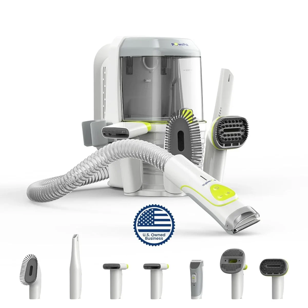 PAWSPIK Pet Grooming Vacuum Kit With 7 Tools, 6 Suction Levels And 2.2L Dust Bin - GroomingPro Rx