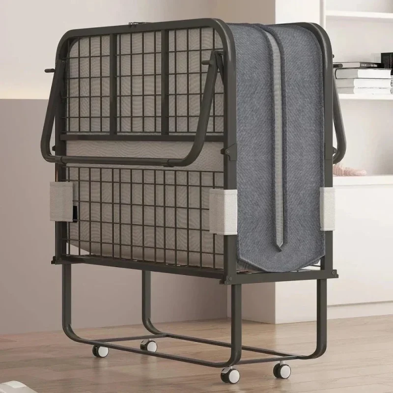 Puremind Folding Bed With 4 Inch Foam Mattress, 75 x 31 in, Lockable Wheels - Standard