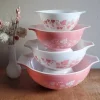 Pyrex Vintage Pink Gooseberry Cinderella Mixing Bowl Set - Retro Kitchen Collectible