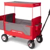 Radio Flyer 3-in-1 All-Terrain EZ Fold Wagon With Canopy, Red And Gray, Air Tires