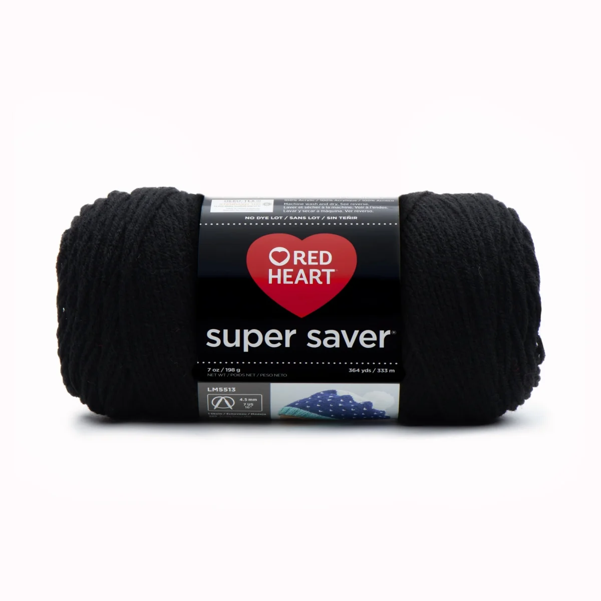 Red Heart Super Saver 4 Medium Acrylic Yarn Black 7oz 198g 364 Yards