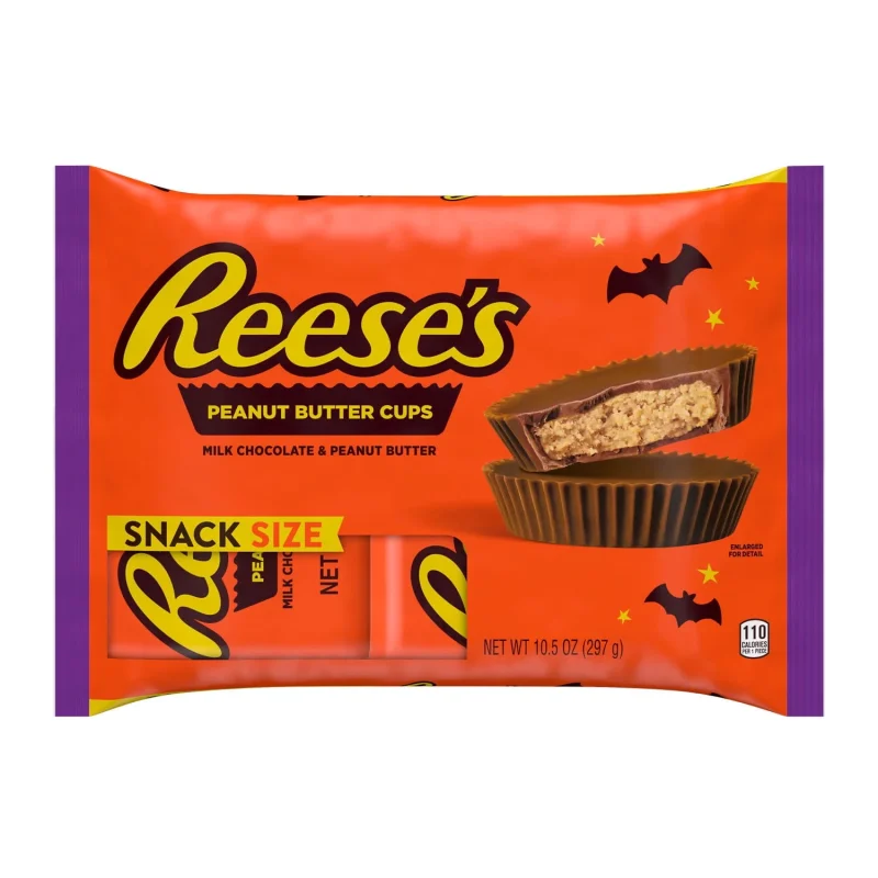 Reese's Milk Chocolate Snack Size Peanut Butter Cups, Halloween Candy Bag, 10.5 oz