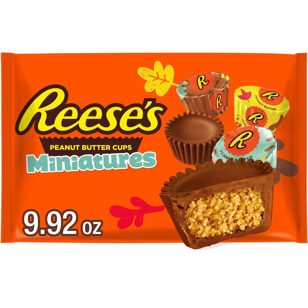 Reese's Miniatures Milk Chocolate Peanut Butter Cups Halloween Candy, Bag 9.92 oz