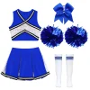 renvena irls Cheer Dance Costume Halloween Sleeveless Crop Top Pleated Skirt Cheerleading Uniform Dress A Red 8