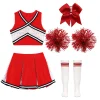 renvena irls Cheer Dance Costume Halloween Sleeveless Crop Top Pleated Skirt Cheerleading Uniform Dress A Red 8