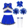 renvena irls Cheer Dance Costume Halloween Sleeveless Crop Top Pleated Skirt Cheerleading Uniform Dress A Red 8