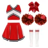 renvena irls Cheer Dance Costume Halloween Sleeveless Crop Top Pleated Skirt Cheerleading Uniform Dress A Red 8