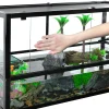 REPTIZOO 40 Gallon Large Turtle Tank With Basking Platform, Black