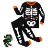 Rimyaw Kids Halloween Pajamas Set, Glow in the Dark Skeleton Sleepwear, 2-Piece cottom Long Sleeve PJs for Boys and Girl