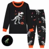 Rimyaw Kids Halloween Pajamas Set, Glow in the Dark Skeleton Sleepwear, 2-Piece cottom Long Sleeve PJs for Boys and Girl