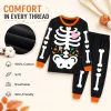 Rimyaw Kids Halloween Pajamas Set, Glow in the Dark Skeleton Sleepwear, 2-Piece cottom Long Sleeve PJs for Boys and Girl